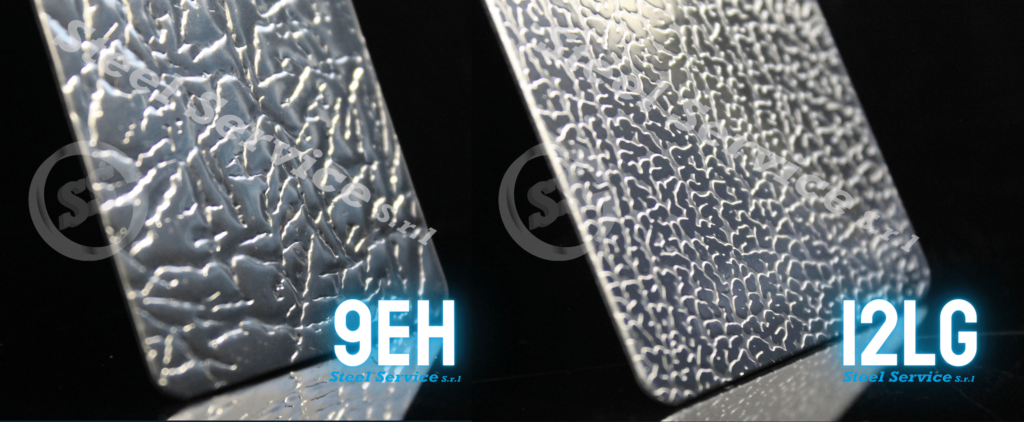 Texture a confronto: lamiere bugnate 9EH e inox 12LG